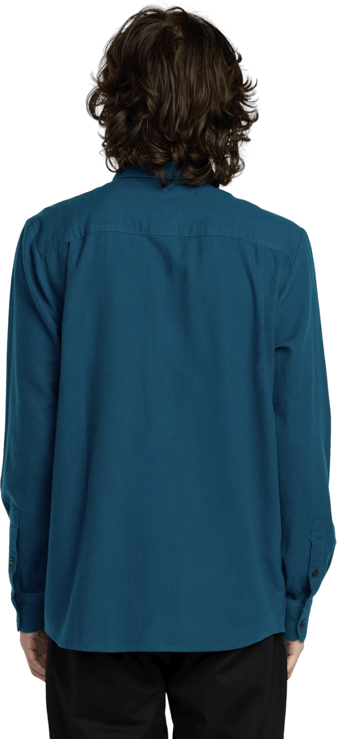 Volcom Caden Solid Shirt camisa manga larga hombre detail 1 | Cosmic Blue