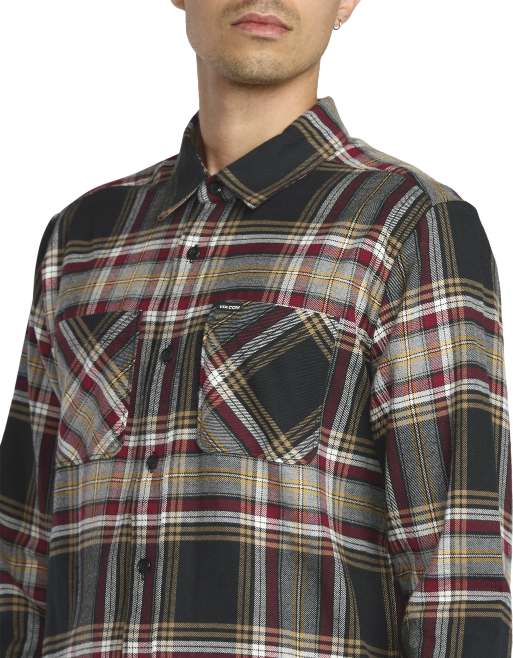 Volcom Netastone Flannel Shirt camisa manga larga hombre detail 3 | Antique Black