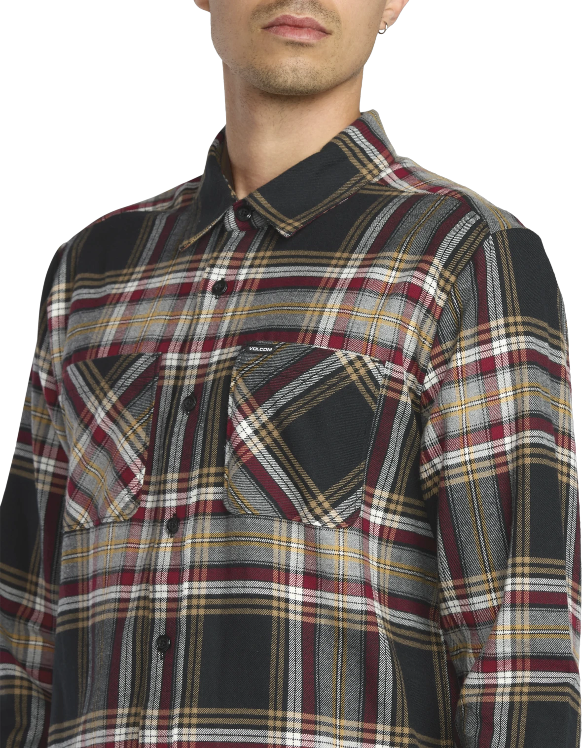 Volcom Netastone Flannel Shirt camisa manga larga hombre detail 3 | Antique Black