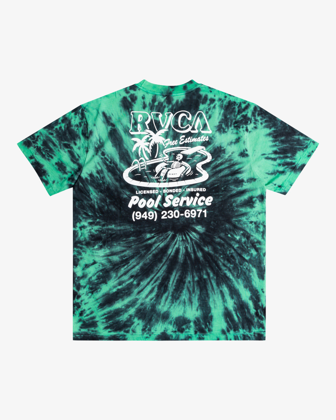 Camiseta Rvca Pool Service Black Green Tie&Dye | surfdevils.com