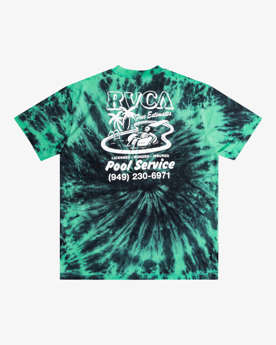 Rvca Pool Service Schwarz-grünes Tie&amp;Dye-T-Shirt