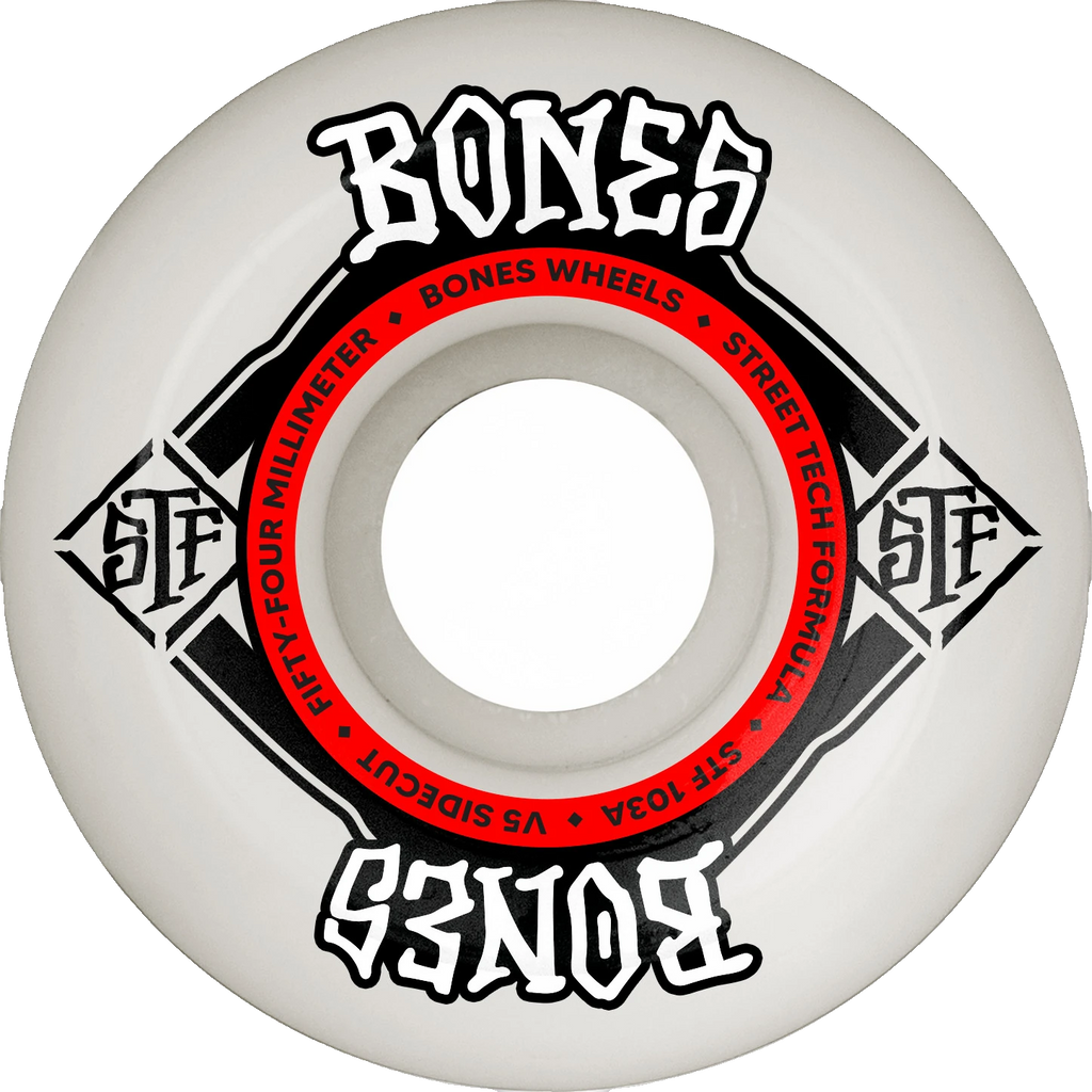 Bones Wheels STF V5 Sidecut 54mm White 103a ruedas del monopatín | White