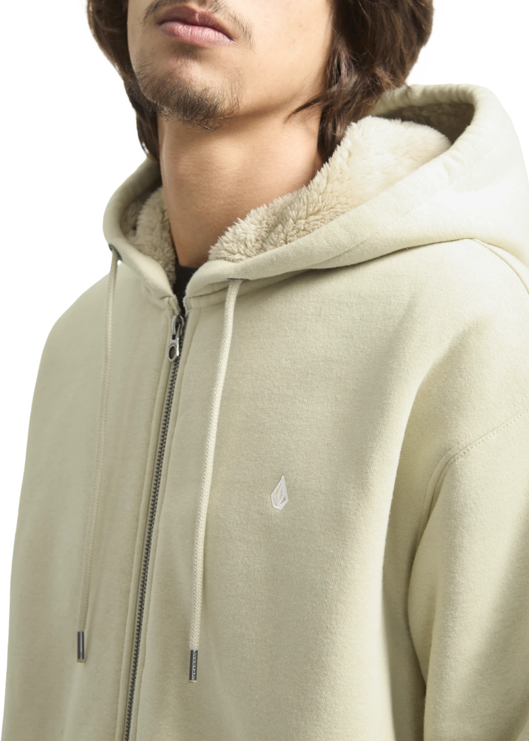 Volcom Single Stone sudadera con capucha hombre detail 2 | Light Beige