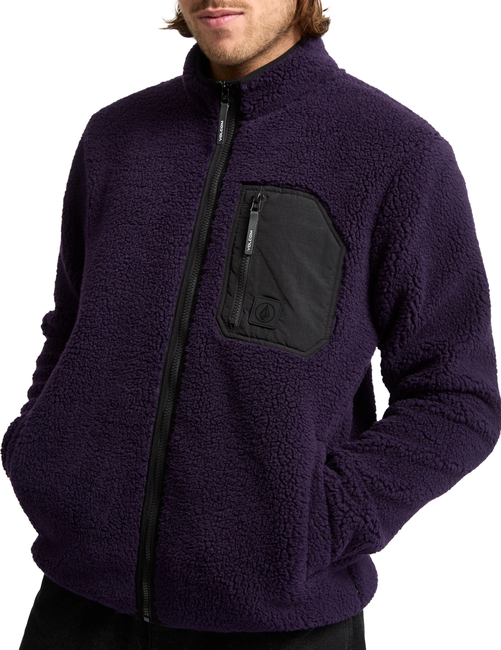 Volcom Muzzer Fuzzar sudadera con cremallera hombre detail 4 | Dark Purple