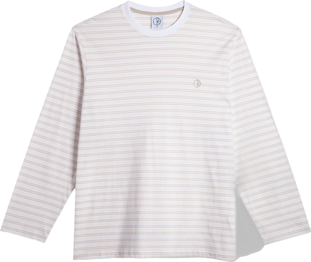 Polar Skate Co. Polar Skate Co. Steve LS Tee | Stripe - White/Taupe camiseta manga larga hombre | White/Taupe