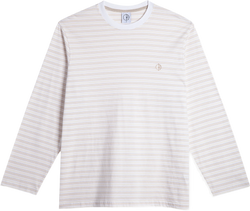 Polar Skate Co Polar Skate Co. Steve LS Tee | Stripe - White/Taupe camiseta manga larga hombre | White/Taupe