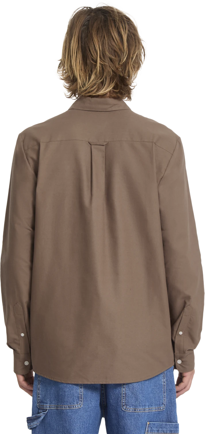 Volcom Veeco Oxford Shirt camisa manga larga hombre detail 1 | Brown Stone