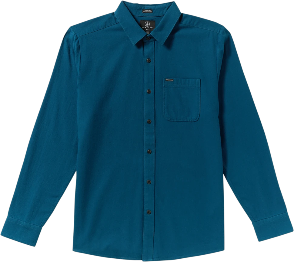 Volcom Caden Solid Shirt camisa manga larga hombre detail 3 | Cosmic Blue