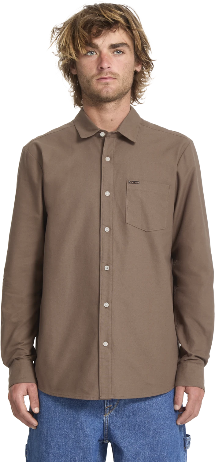 Volcom Veeco Oxford Shirt camisa manga larga hombre | Brown Stone