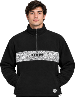 All One MOONPHASES HALF ZIP FLEECE T-DIARY (CARLOS ART) sudadera hombre | Black