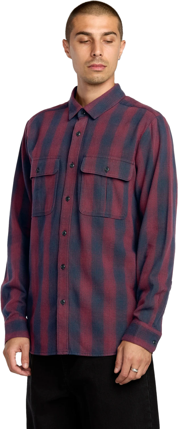 Volcom Shadowstone Flannel Shirt camisa manga larga hombre detail 2 | Navy