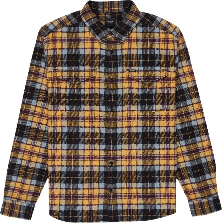 Rvca Hugues Heavy Flannel Camisa de manga larga Naranja Hombre camisas hombre detail 2 | Naranja