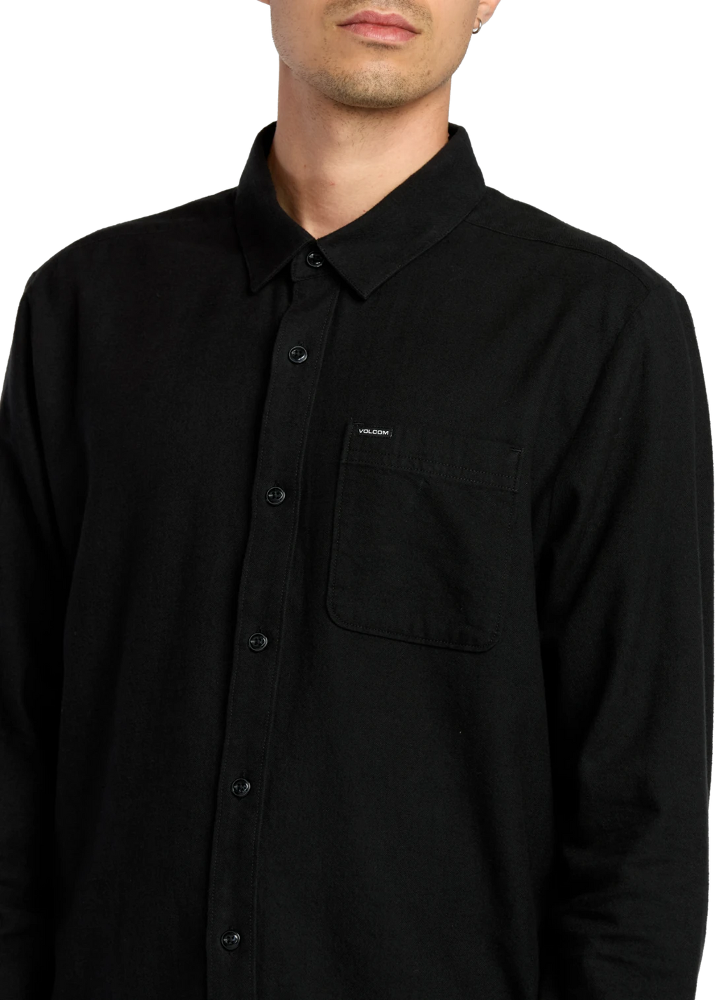 Volcom Caden Solid Shirt camisa manga larga hombre detail 3 | Antique Black