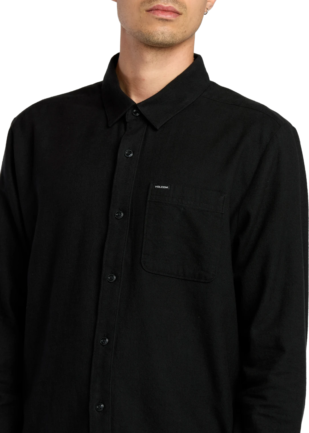 Volcom Caden Solid Shirt camisa manga larga hombre detail 3 | Antique Black