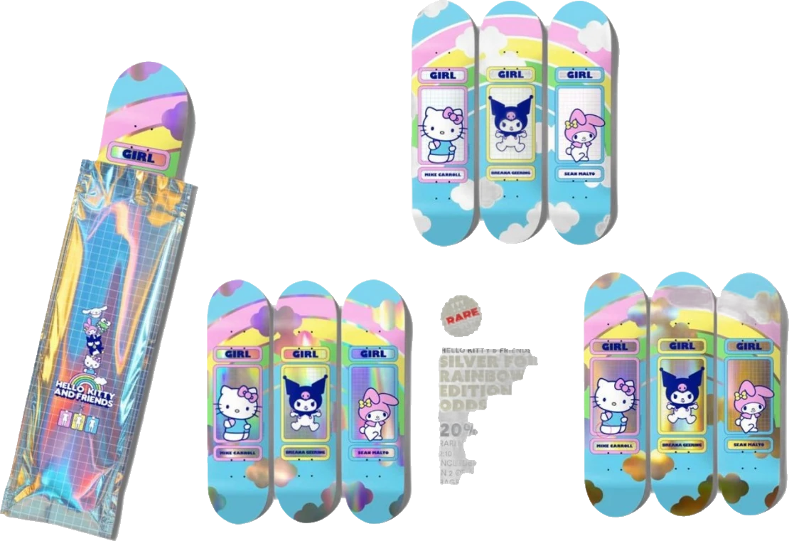 Girl Girl x Carroll Hello Kitty & Friends Rainbow Blind Bag Deck 8.5" tablas de monopatín detail 4 | Rainbow Blind Bag