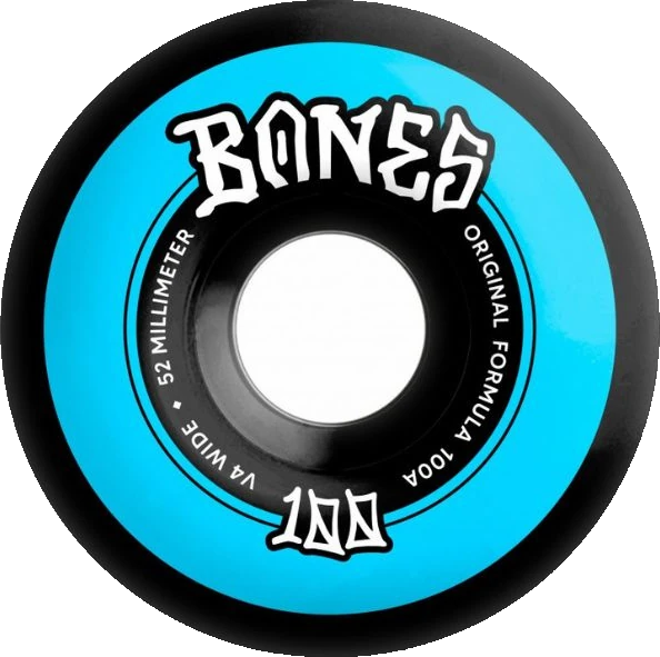 Bones Wheels OG Formula 100's V4 Wide 52mm Black ruedas del monopatín | Black