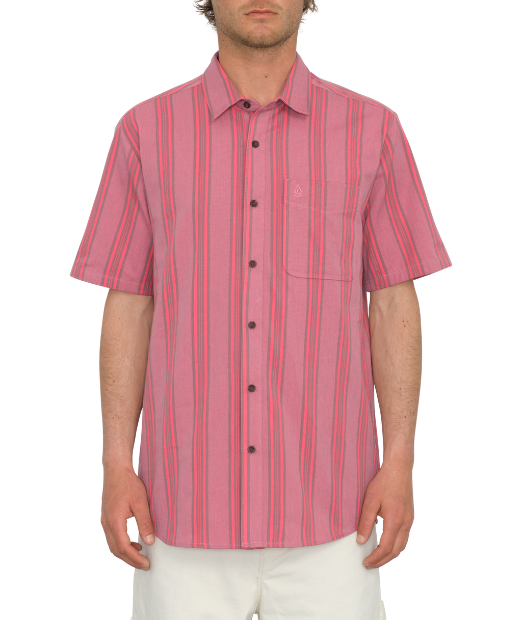 Kurzarmhemd Volcom Newbar Stripe - Washed Ruby
