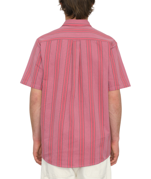 Volcom Newbar Stripe Short Sleeve Shirt - Washed Ruby