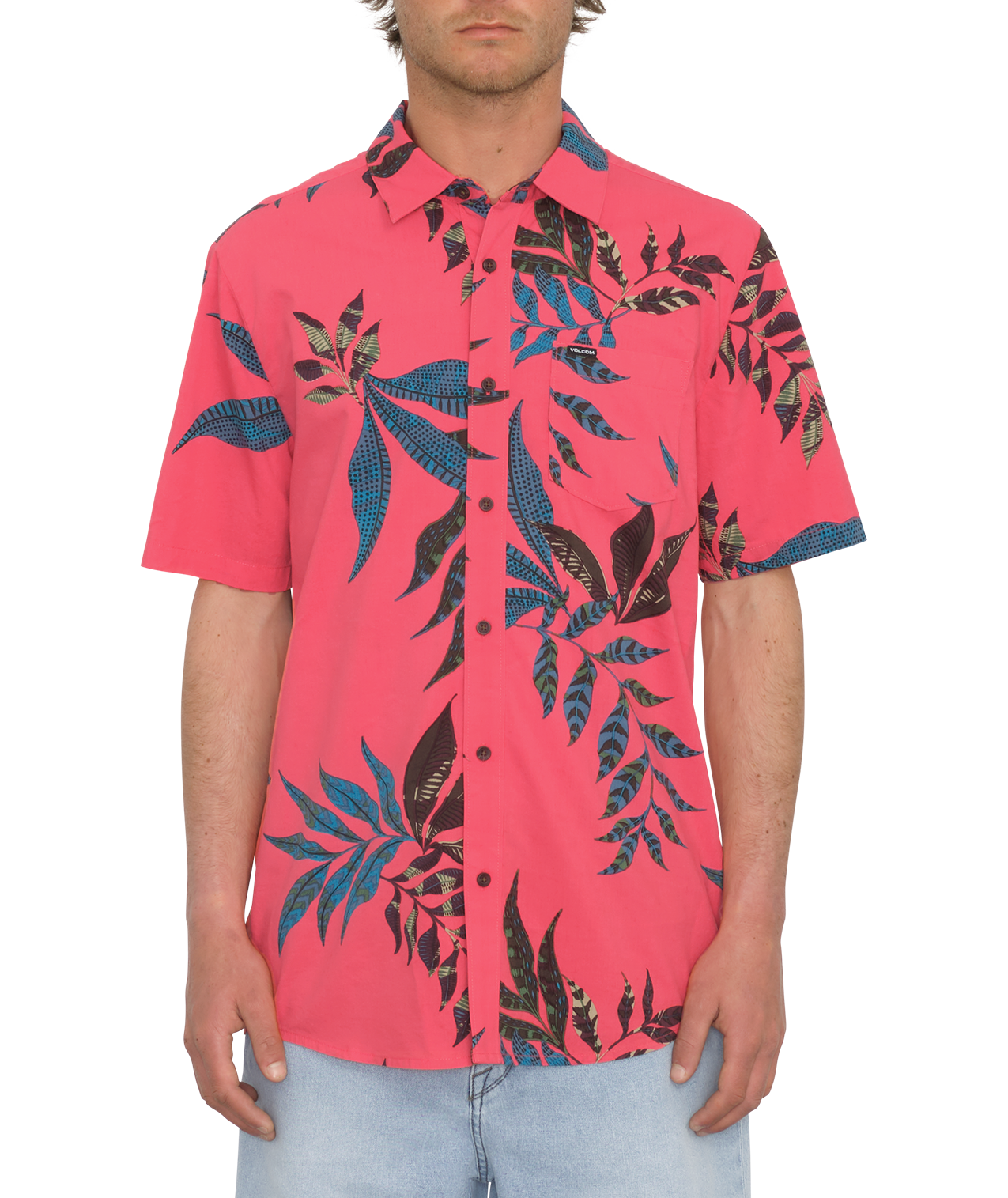 Volcom Paradiso Floral Short Sleeve Shirt - Washed Ruby