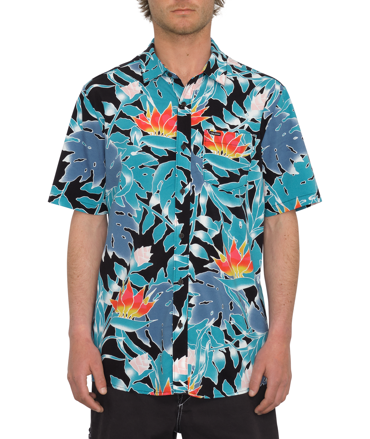 Kurzarmhemd Volcom Leaf Pit Floral - Schwarz