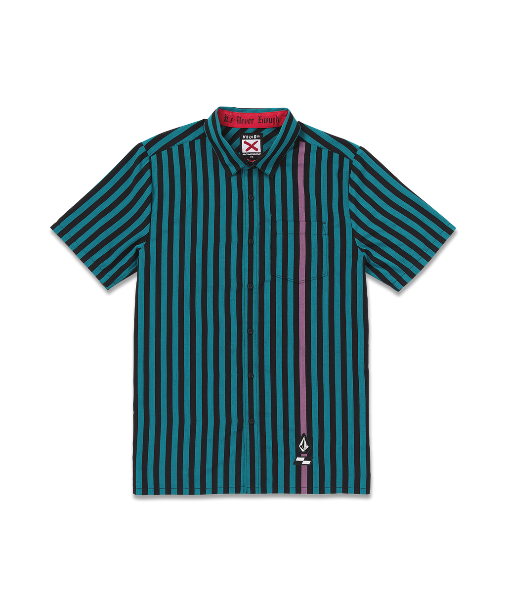 Volcom Schroff X Volcom Stripe Short Sleeve Shirt - Dusty Aqua