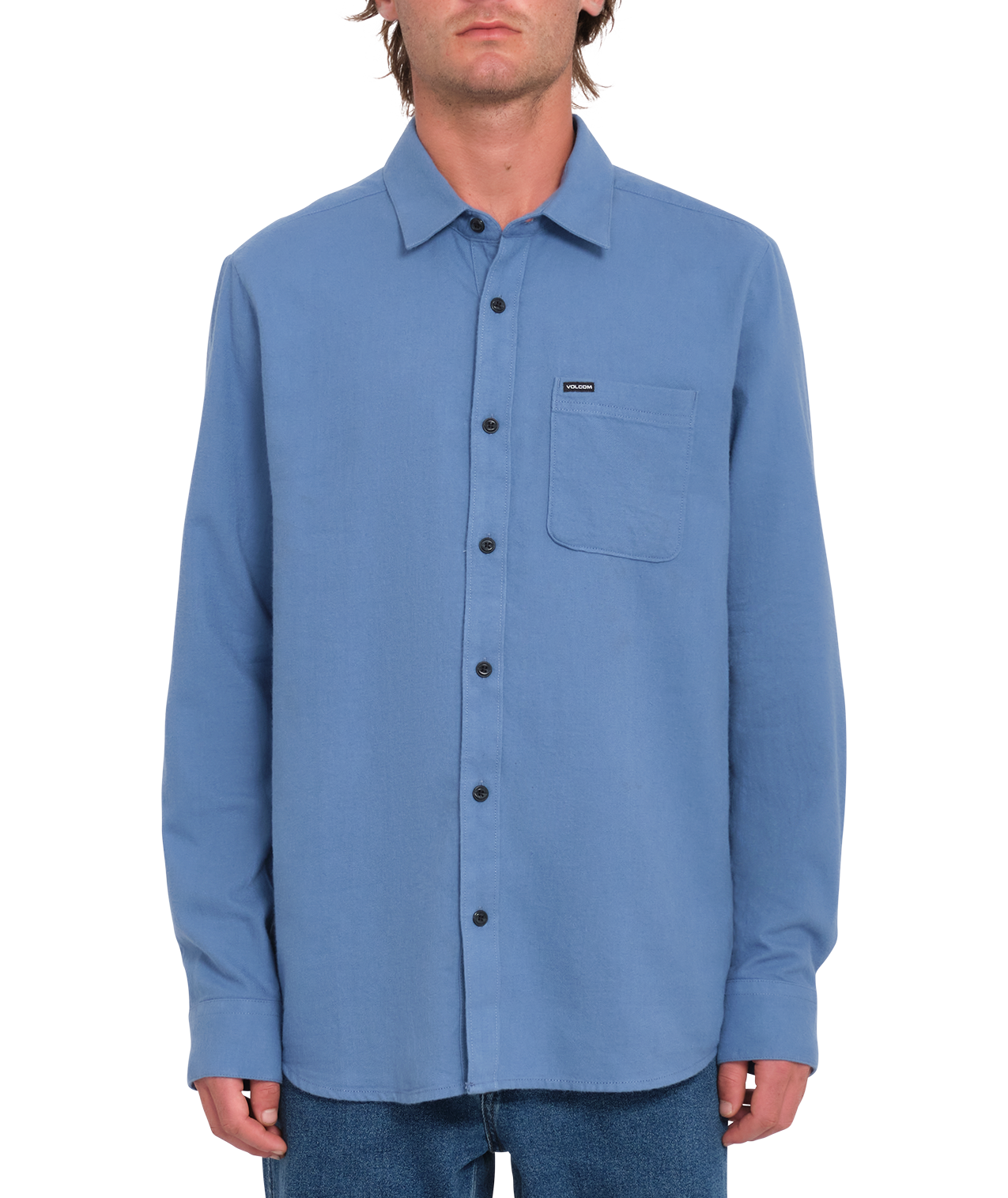 Volcom Caden Solid Long Sleeve Shirt - Blueberry