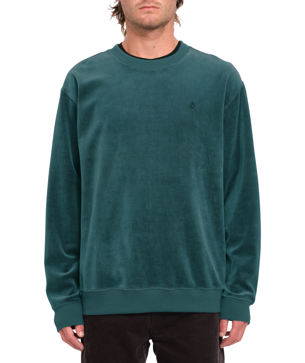 Felpa Volcom Single Stone Velvet Crew - Evergreen