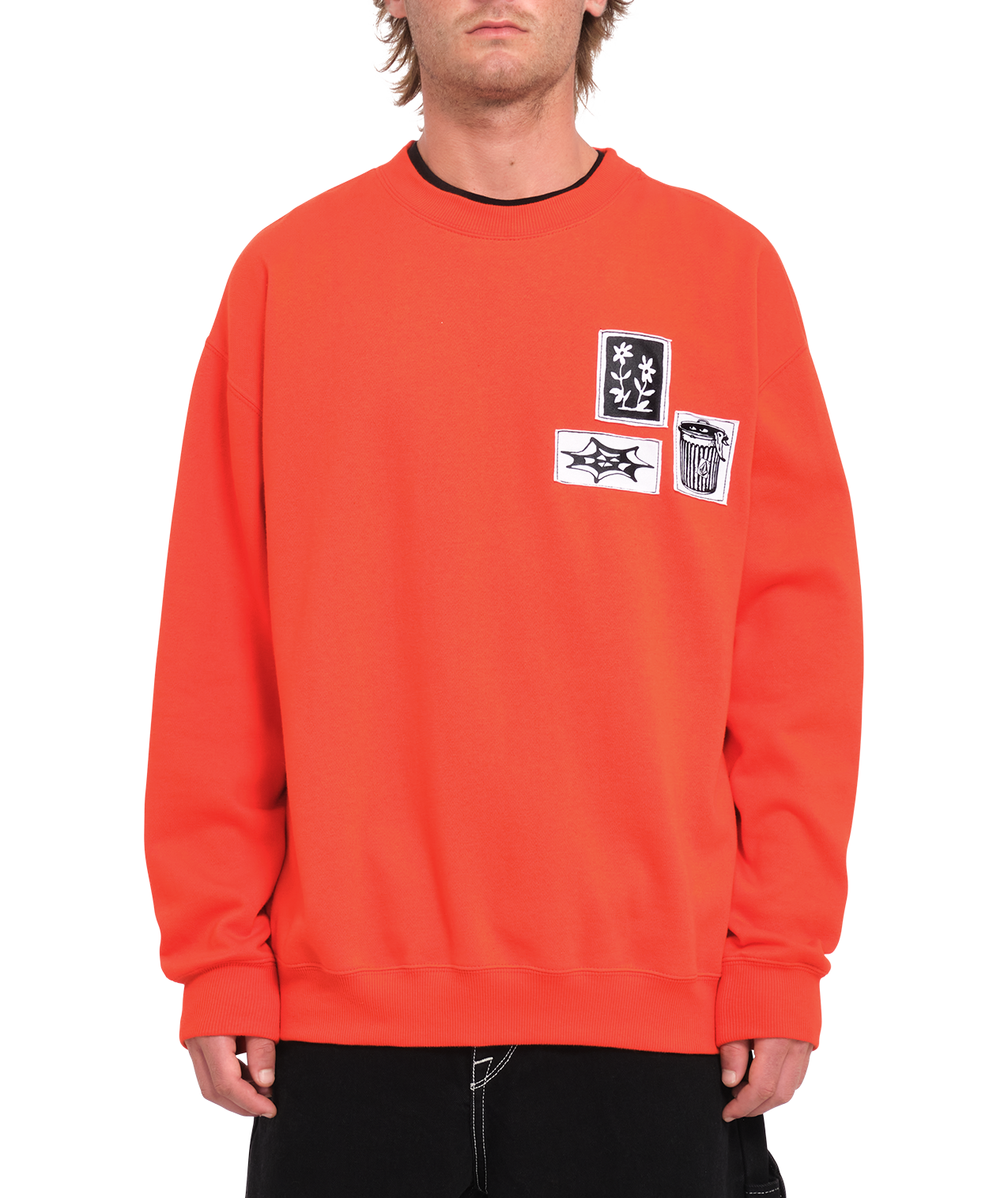 Felpa Volcom Fa Keutchi Crew - Rosso Brillante
