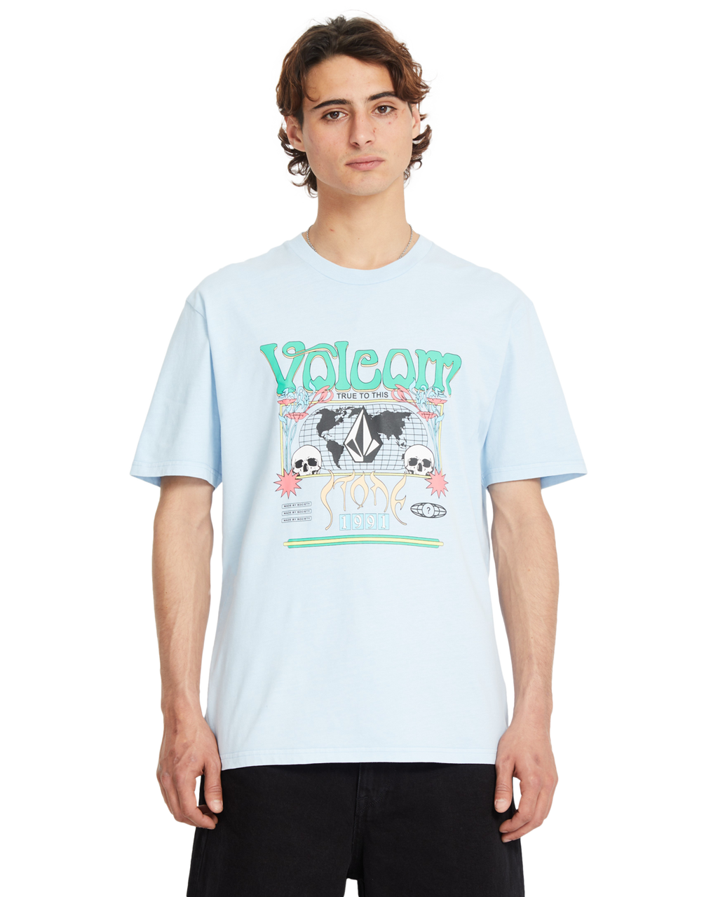 T-shirt de manga curta Volcom Worldly Pw - Azul Carolina