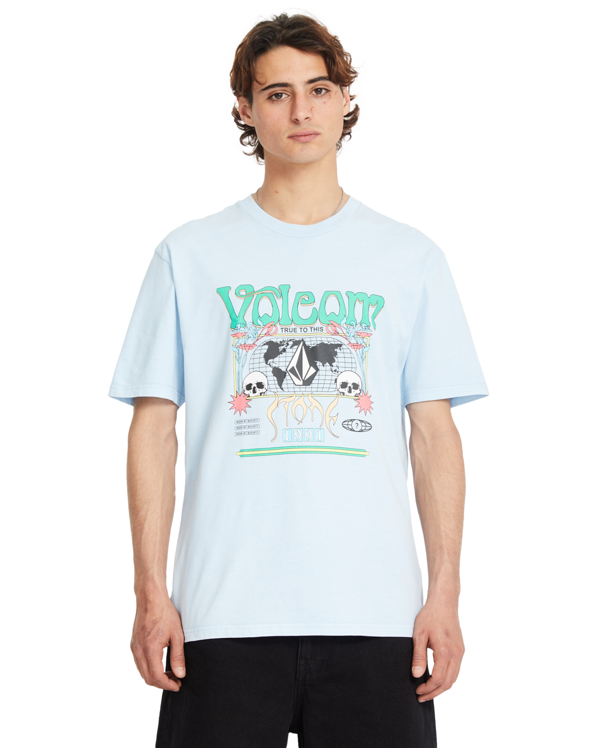 T-shirt de manga curta Volcom Worldly Pw - Azul Carolina