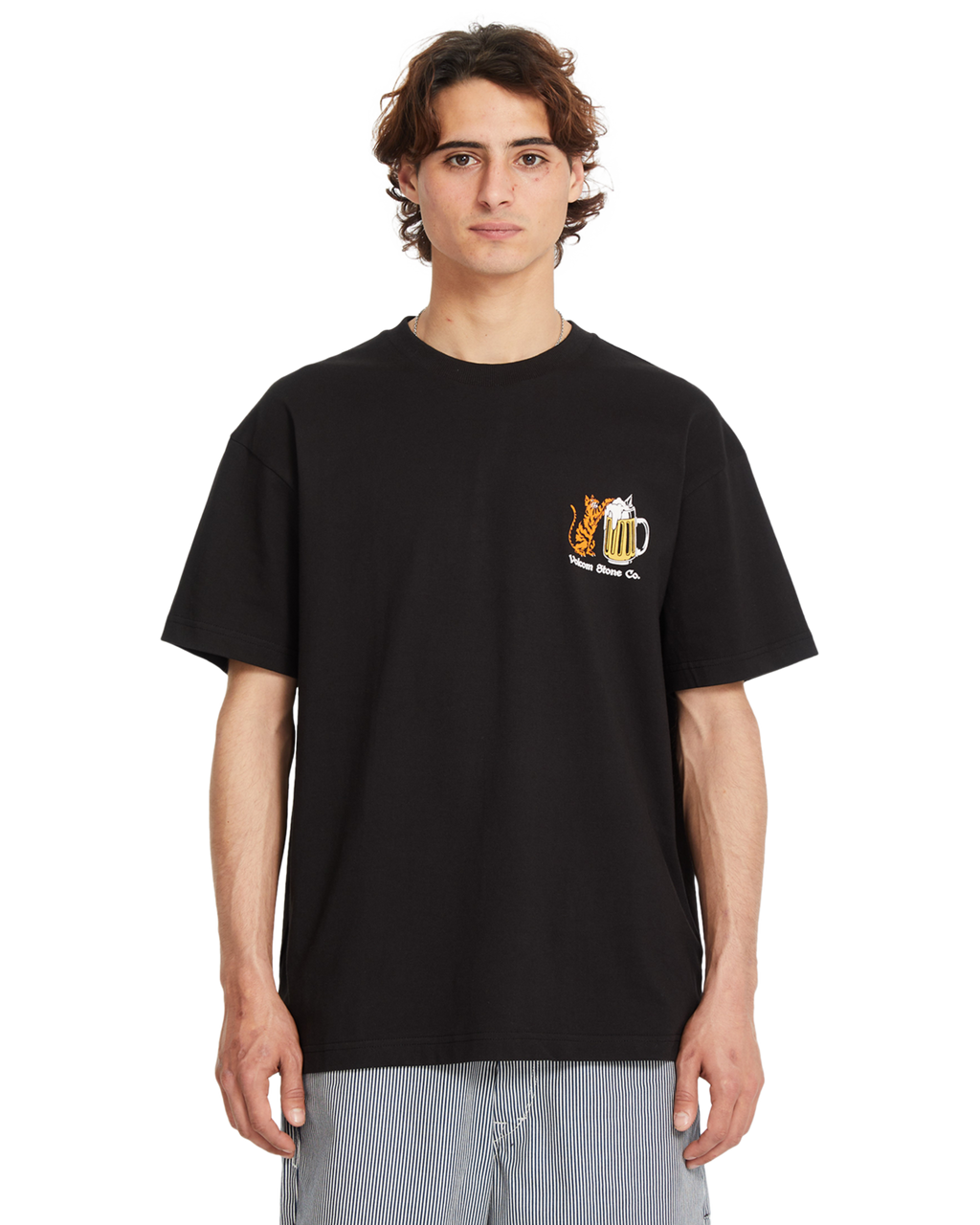 Kurzarm-T-Shirt Volcom Curious Cat - Schwarz