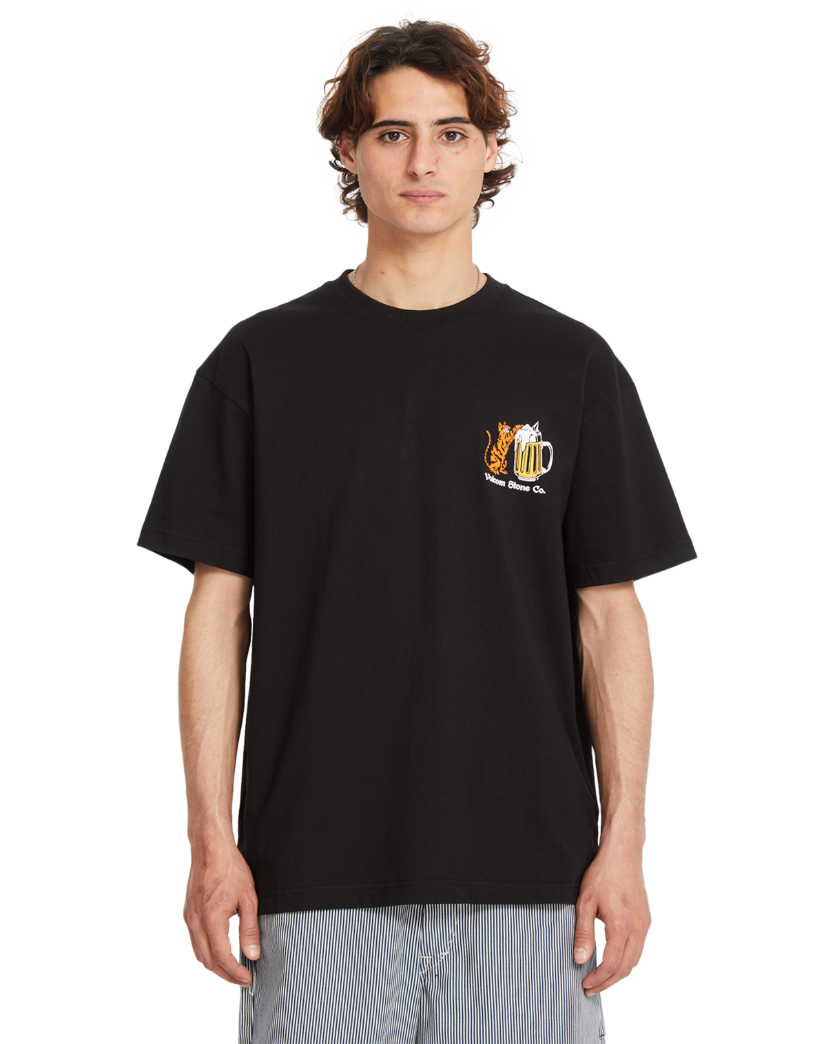 Kurzarm-T-Shirt Volcom Curious Cat - Schwarz