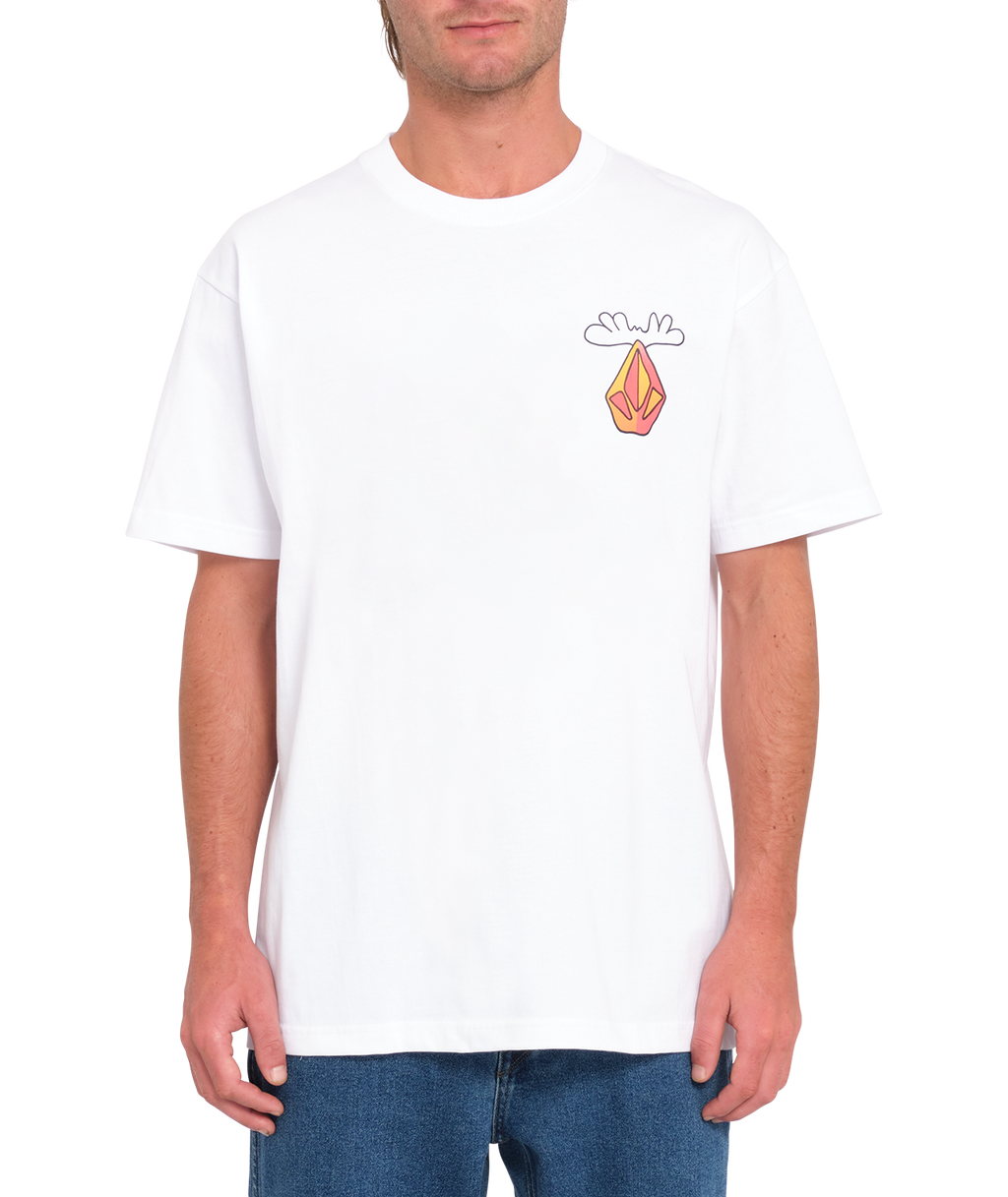 Kurzarm-T-Shirt Volcom Olivmoose - Weiß