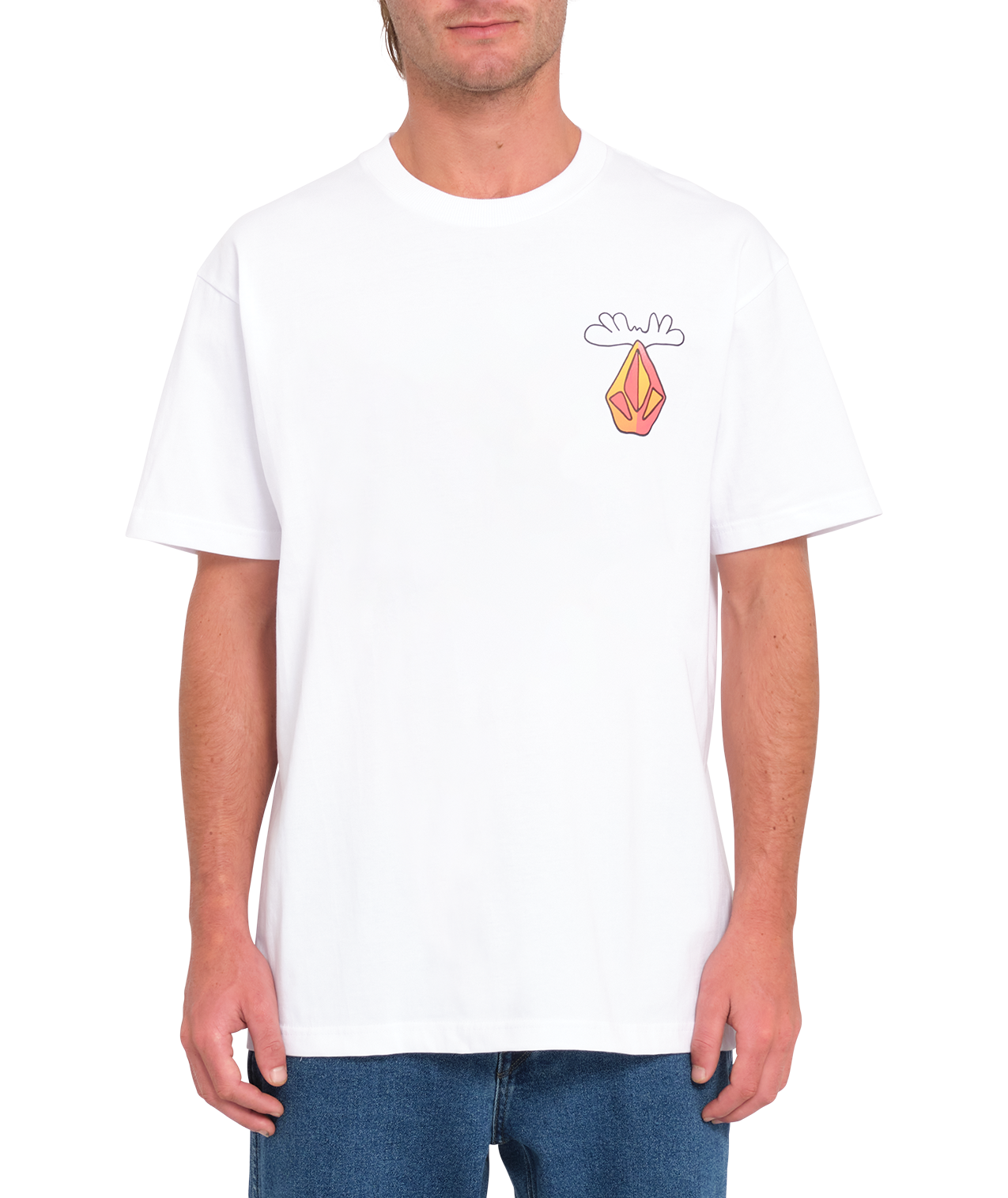 Kurzarm-T-Shirt Volcom Olivmoose - Weiß