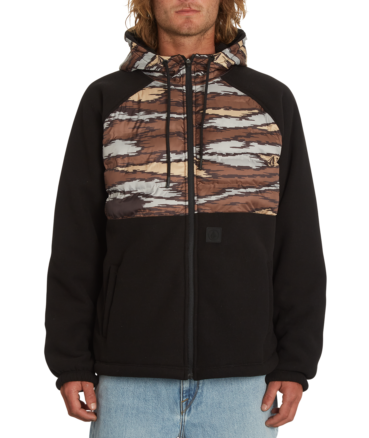 Camisa de sobreposição Volcom Muzzer Tripper Forrada em Polar - Castanho Casca