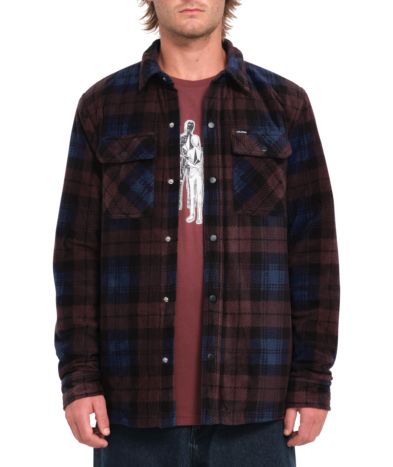 Volcom Bowered Fleece Ls Shirt - Merlot