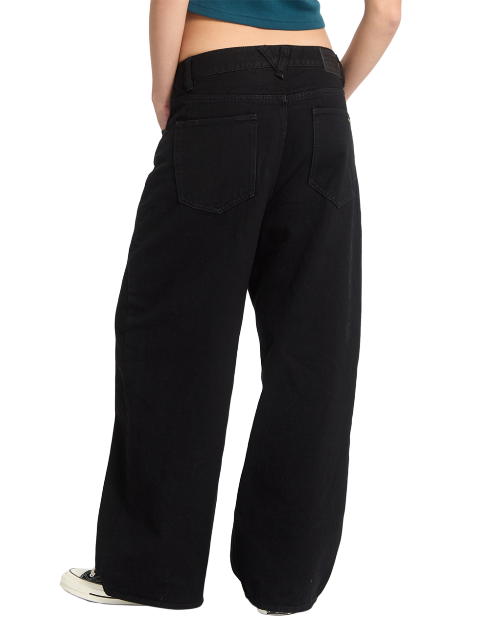 Volcom Damen Beeggy Denim Hose - Schwarz Combo