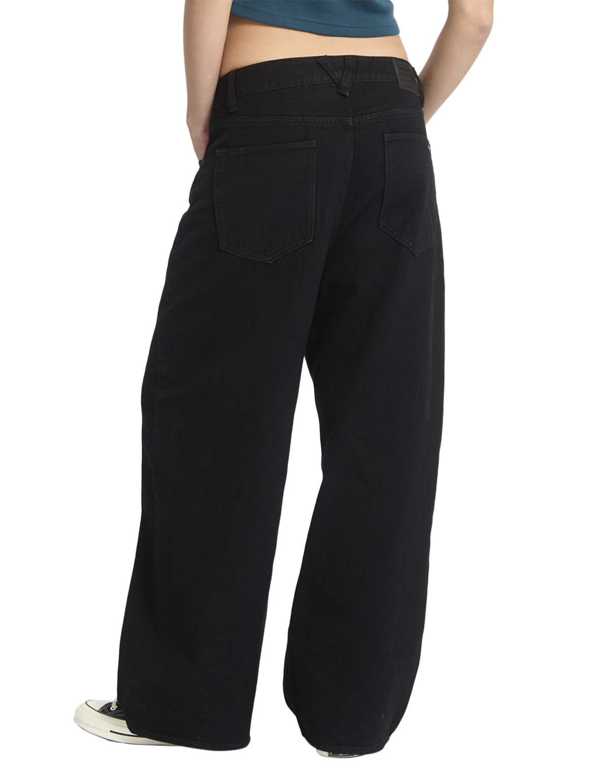Volcom Damen Beeggy Denim Hose - Schwarz Combo
