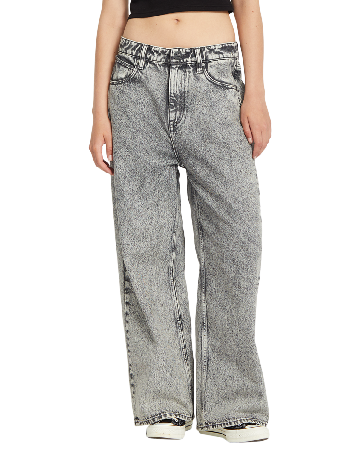 Volcom Damen Beeggy Denim Hose - Grau Vintage