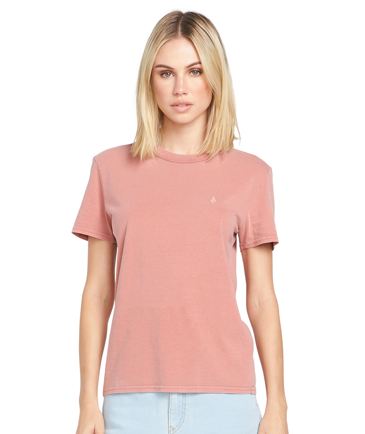 Volcom Solid Stone Emb Tee Women's T-Shirt - Mauve Rose