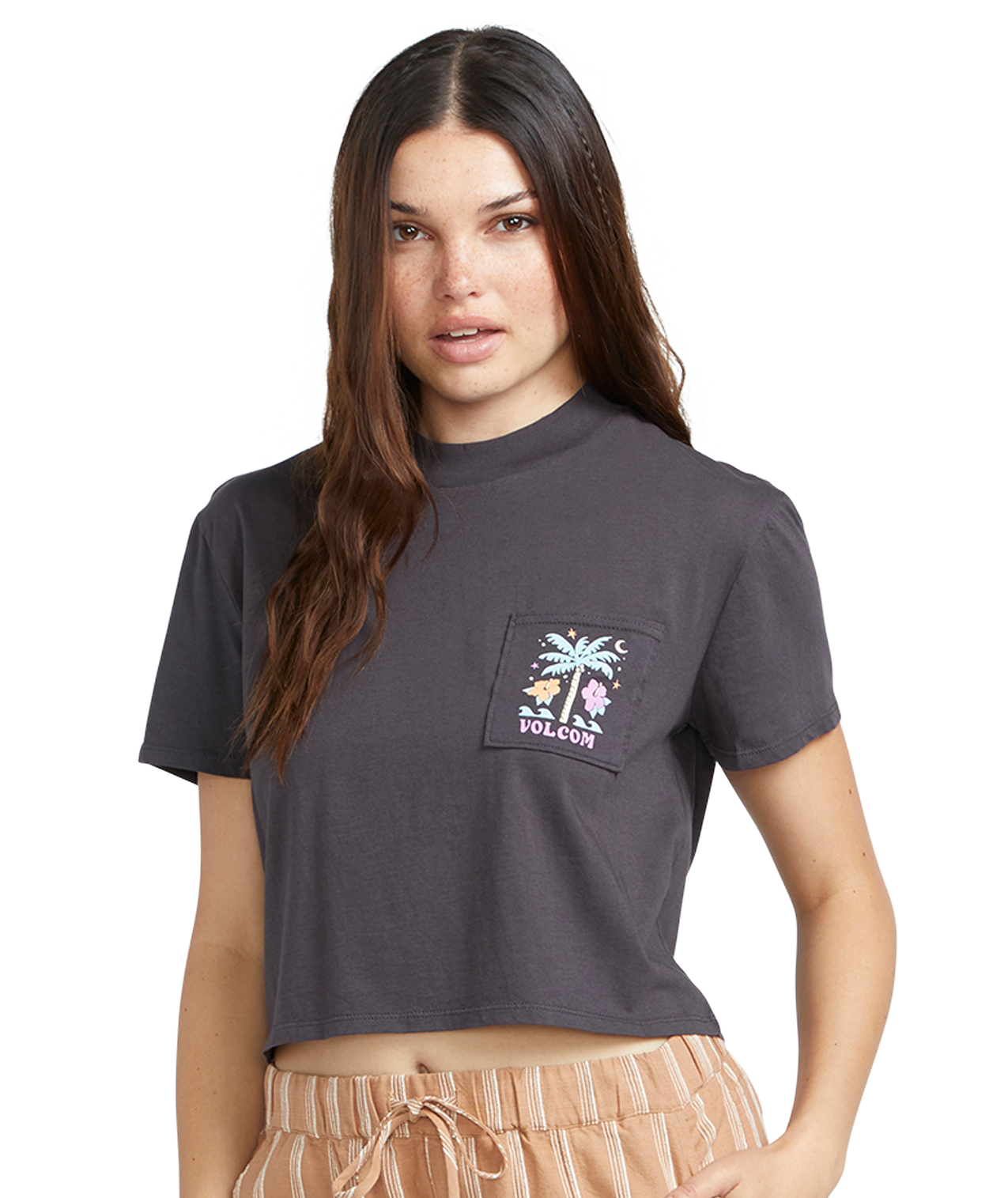 T-shirt feminina Volcom Pocket Dial Tee - Preto Vintage