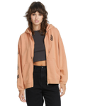 Volcom Stone Art Up Zip Women's Zip Hoodie - Sand Brown