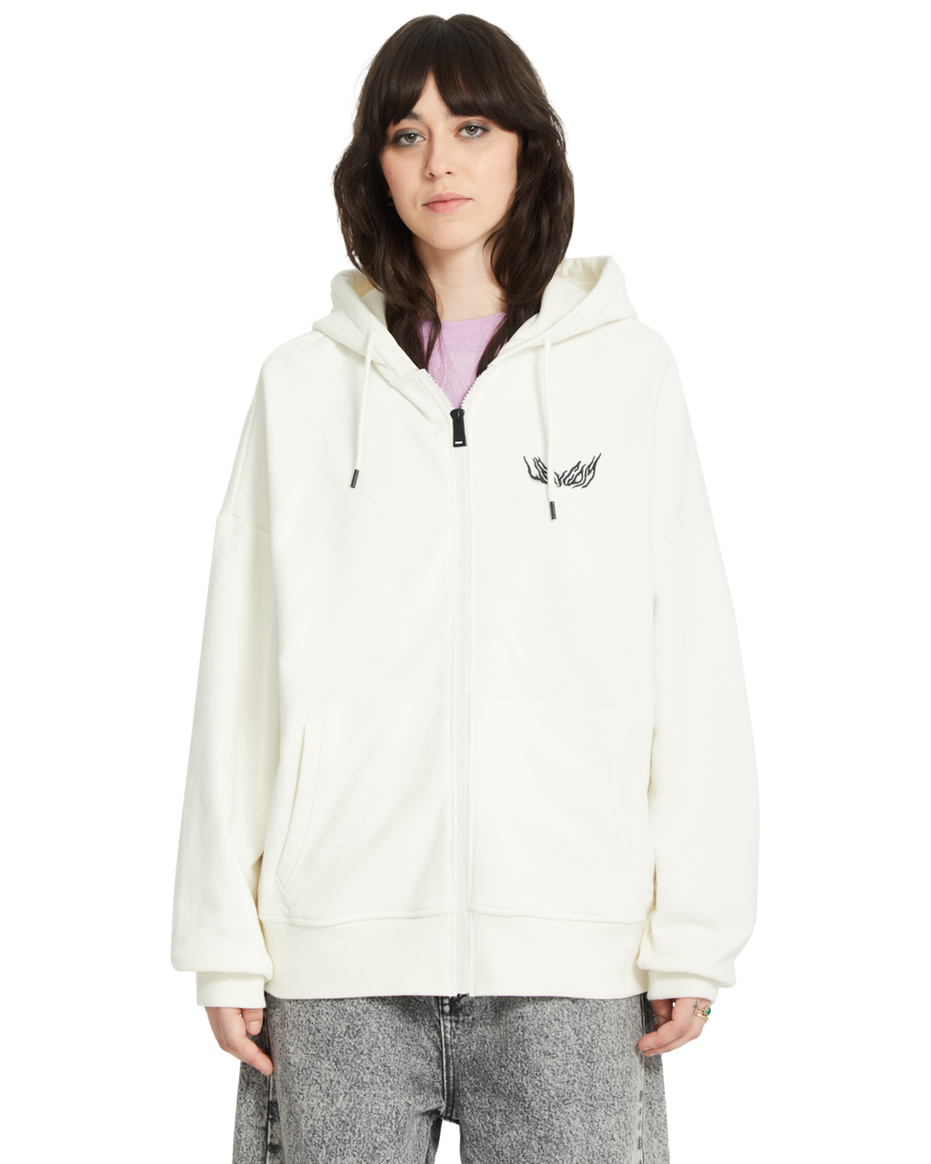 Volcom Women's Fa Alix Zip Fleece Hoodie - Star White