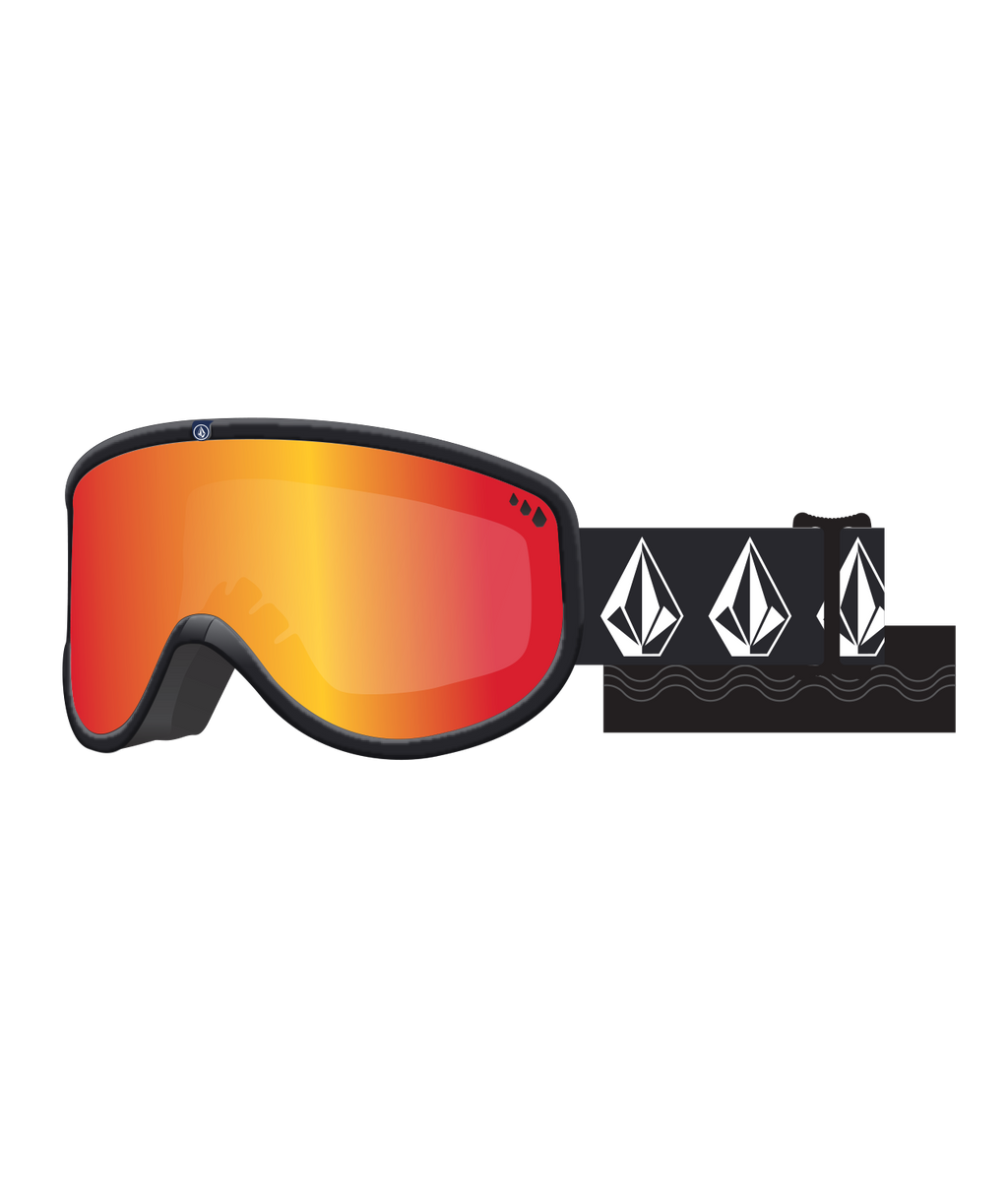 Volcom Footprints Skibrille Matte Black/Stone + Bonus Linse - Rot Chrom
