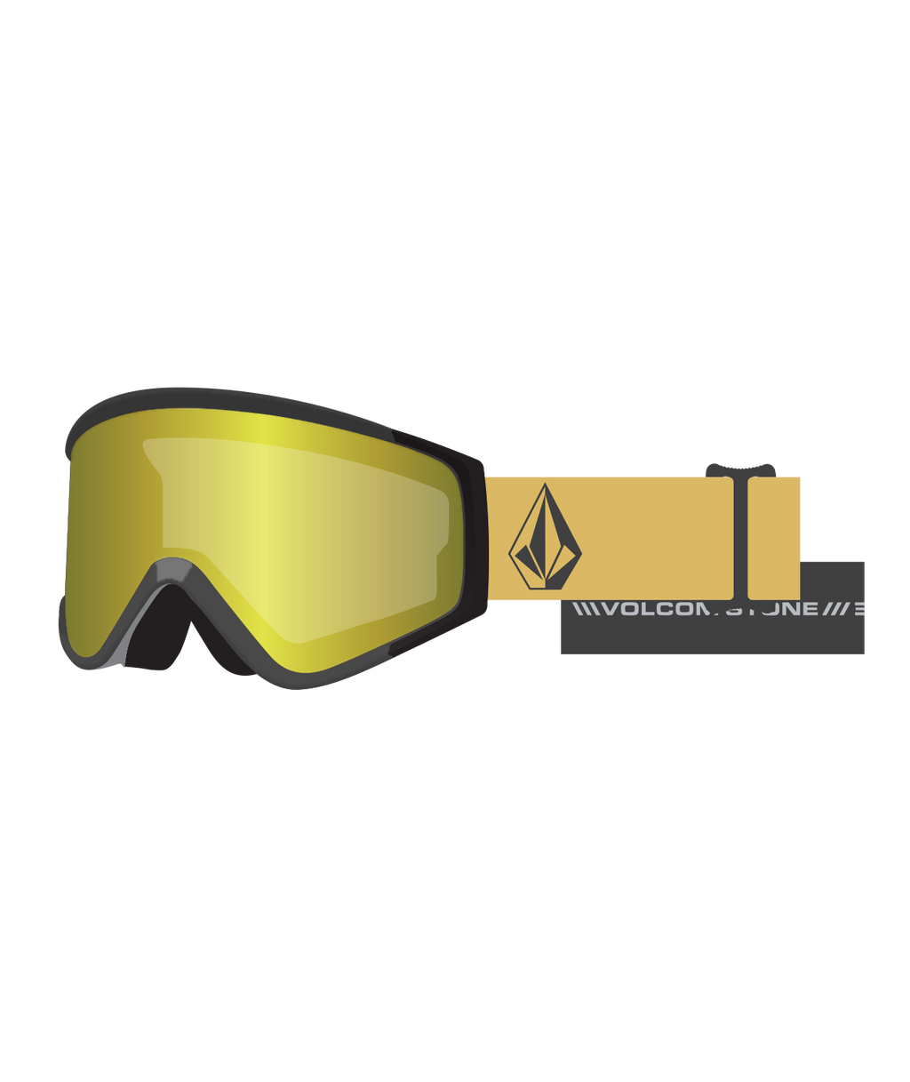 Volcom Attunga Dark Yellow/Black Snow Goggles + Bonus Lens Dark Grey - Gold Chrome