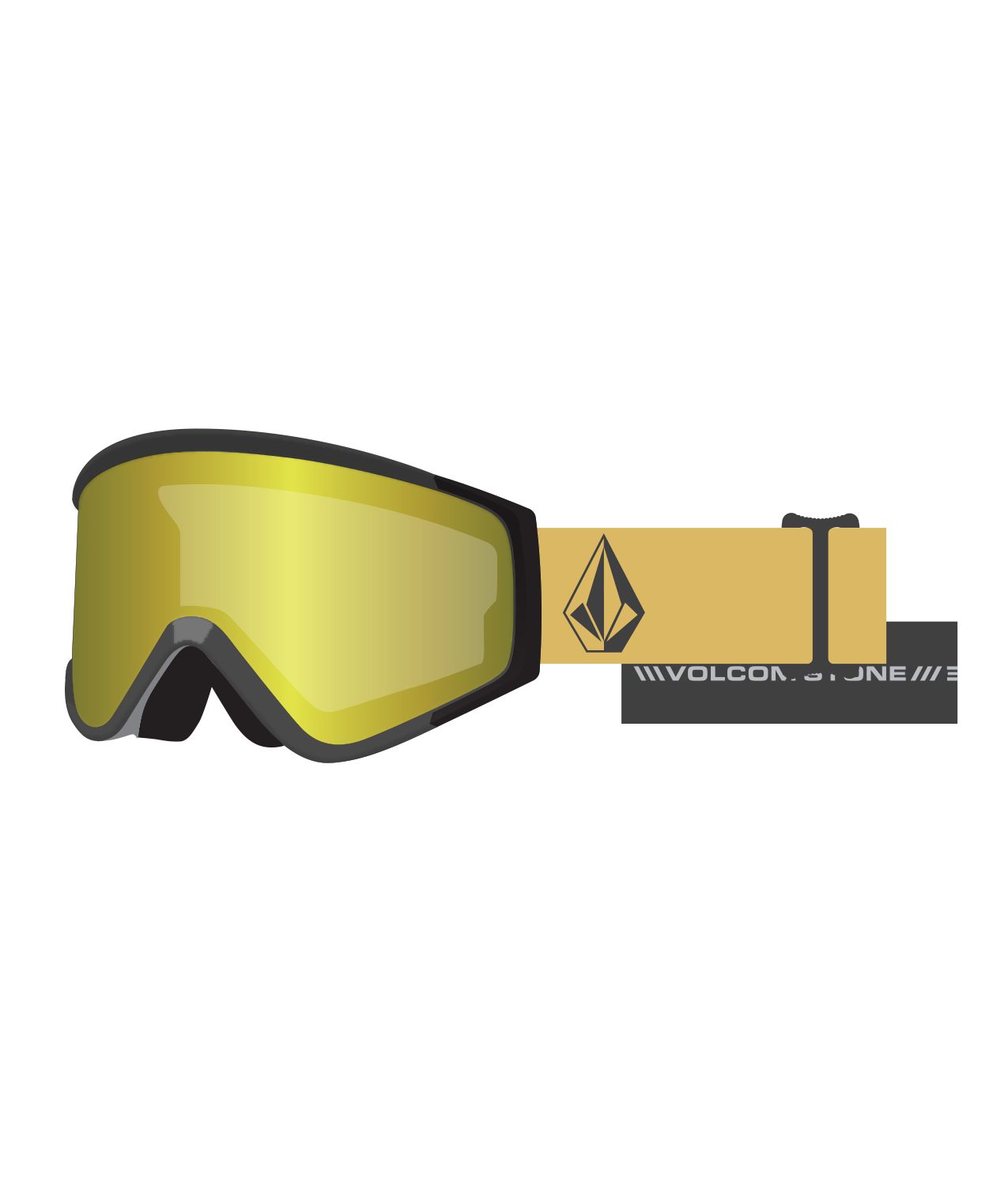 Volcom Attunga Dark Yellow/Black Snow Goggles + Bonus Lens Dark Grey - Gold Chrome
