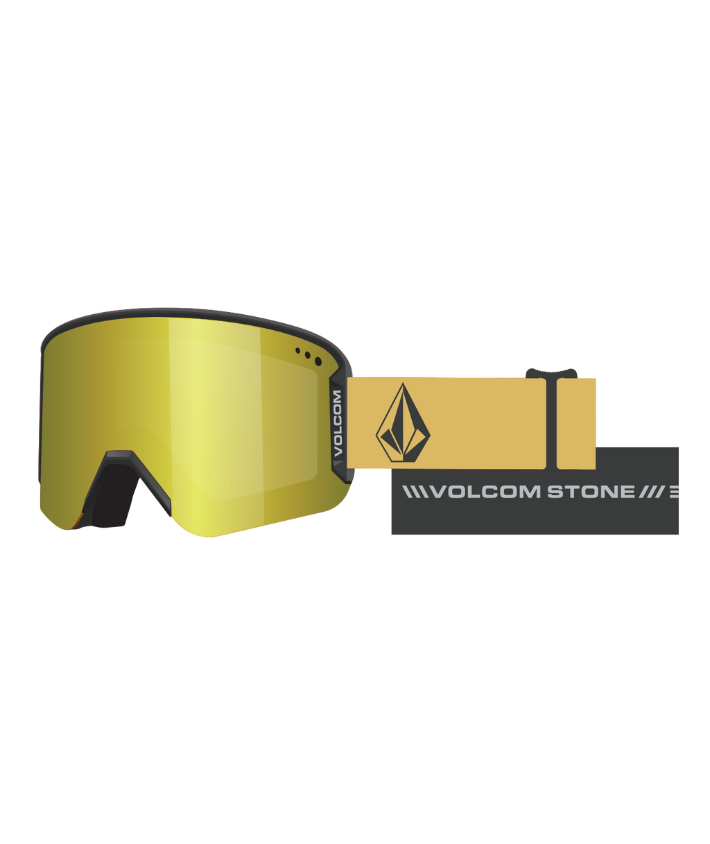 Volcom Garden 2 Skibrille Dunkelgelb/Schwarz + Bonuslinse Dunkelgrau - Gold Chrom