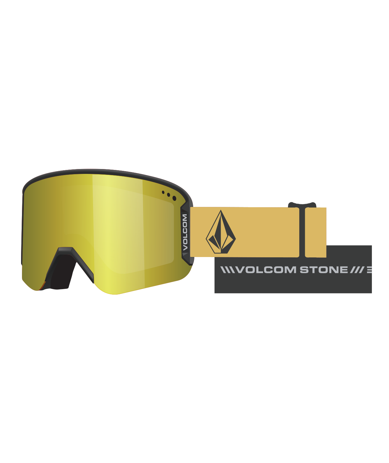 Volcom Garden 2 Skibrille Dunkelgelb/Schwarz + Bonuslinse Dunkelgrau - Gold Chrom