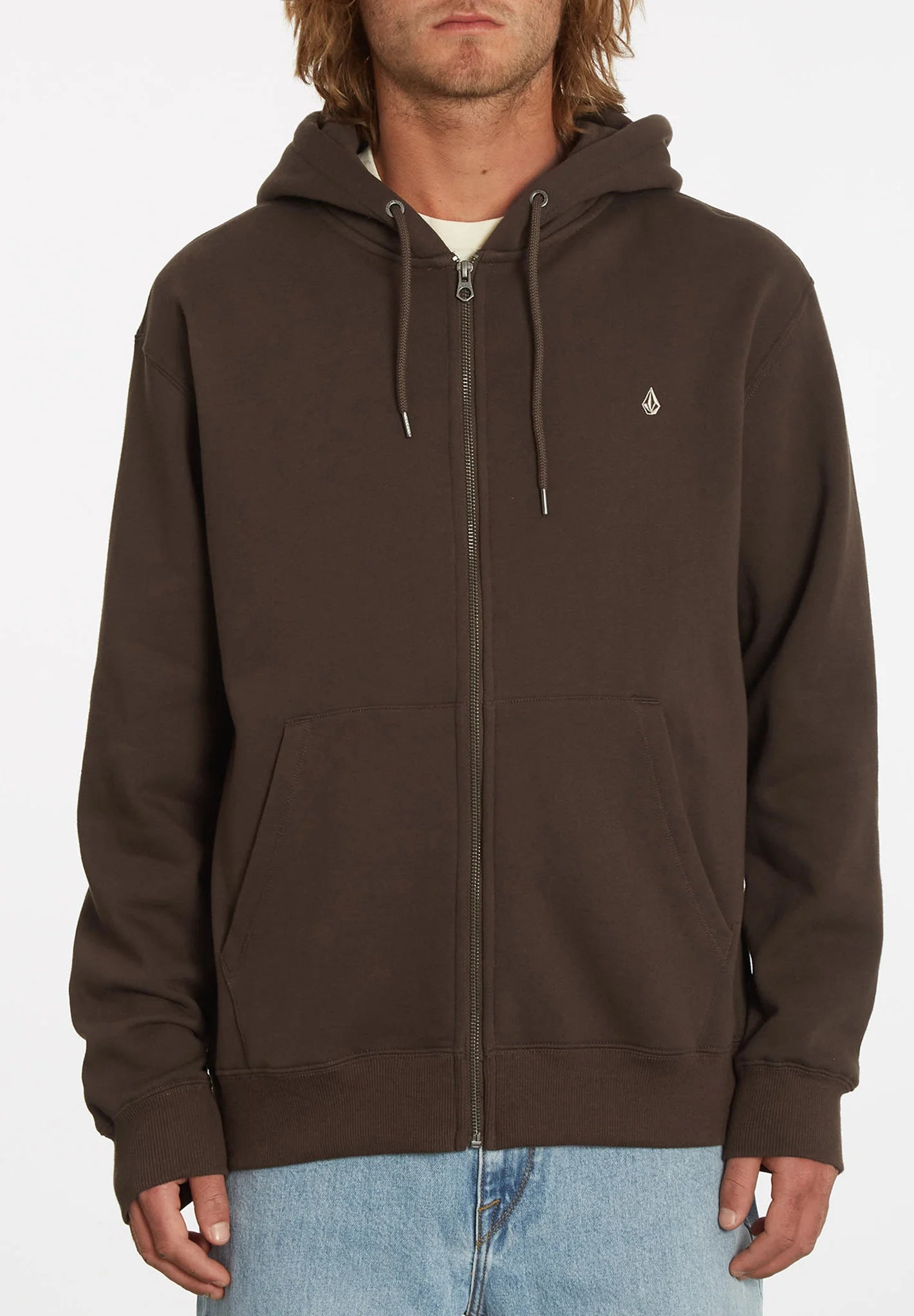 Felpa in pile Volcom Single Stone Zip Marrone scuro