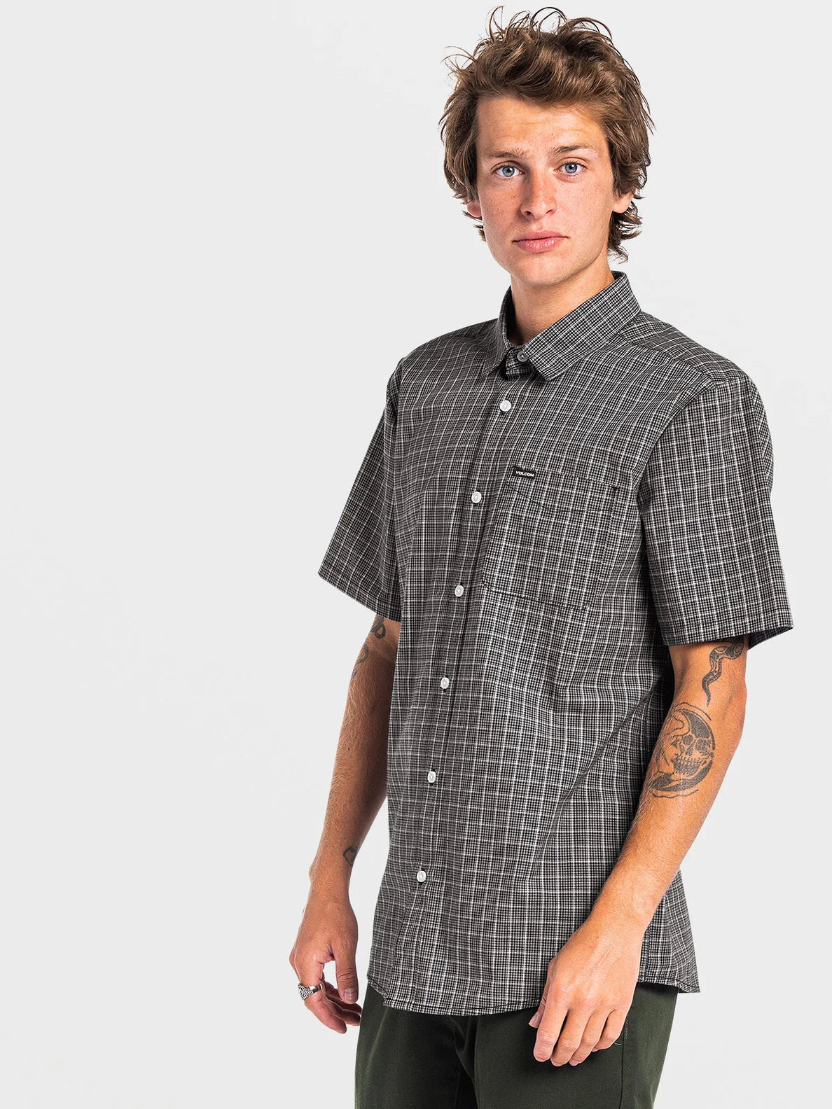 Volcom Mini Check Woven Black Shirt
